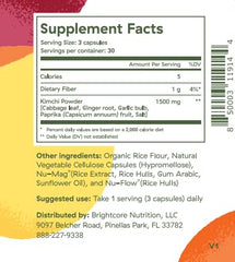 Brightcore Kimchi One powder packaging highlighting vegan formula.