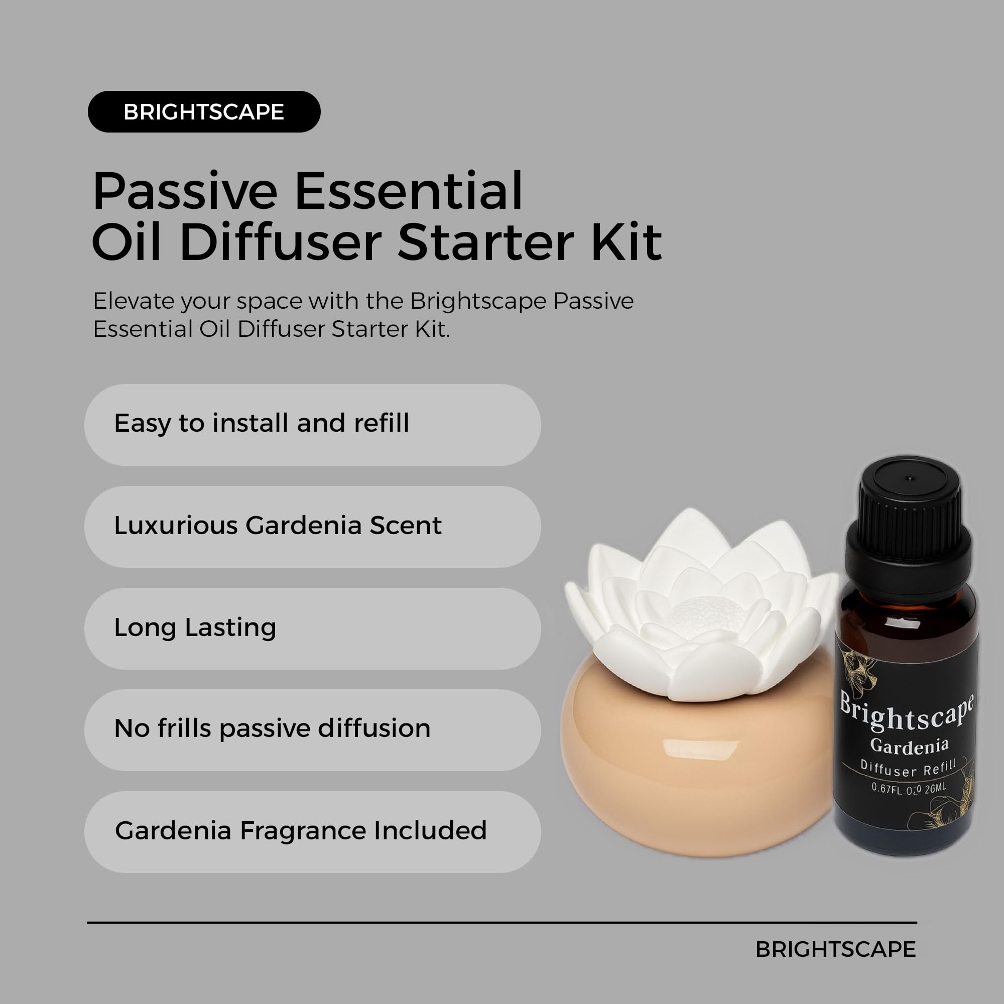 Brightscape ScentFlow gardenia flower design enhances decor with subtle fragrance
