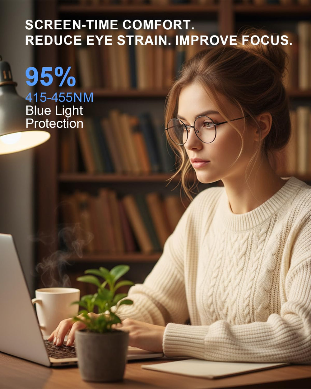 Brigtlaiff blue light filter glasses with metal frame and nose pads for comfortable wear