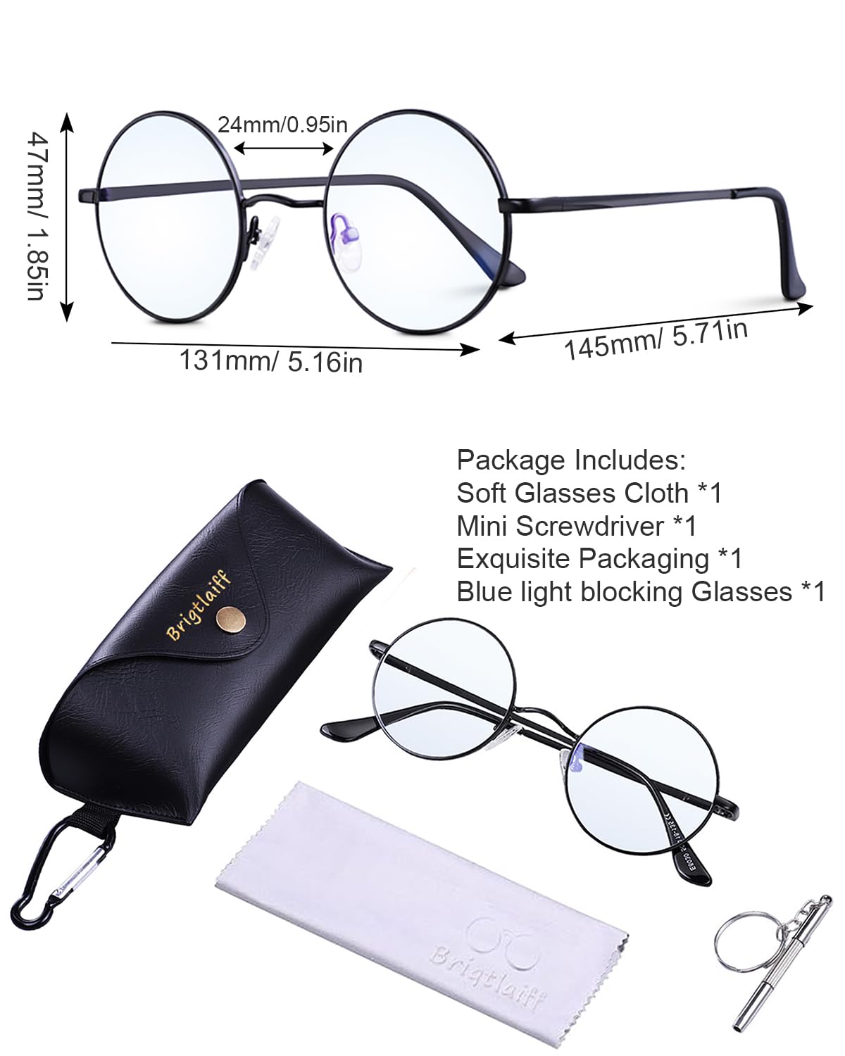 Brigtlaiff durable metal hinges glasses for everyday wear and travel