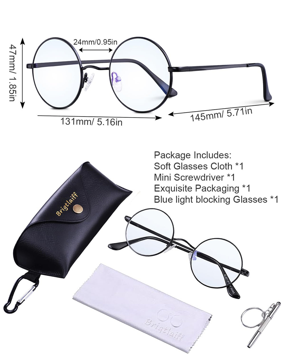Brigtlaiff durable metal hinges glasses for everyday wear and travel
