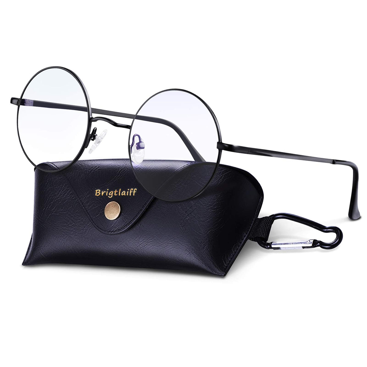 Brigtlaiff round blue light blocking glasses with John Lennon style for all day screen use