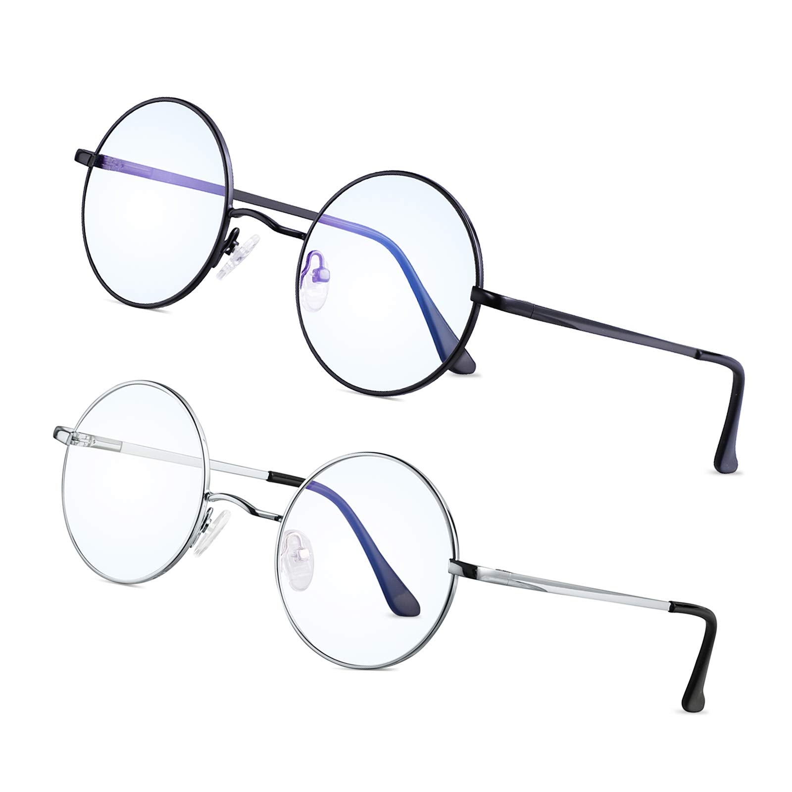 Brigtlaiff round blue light glasses front view protects eyes during daily screen use
