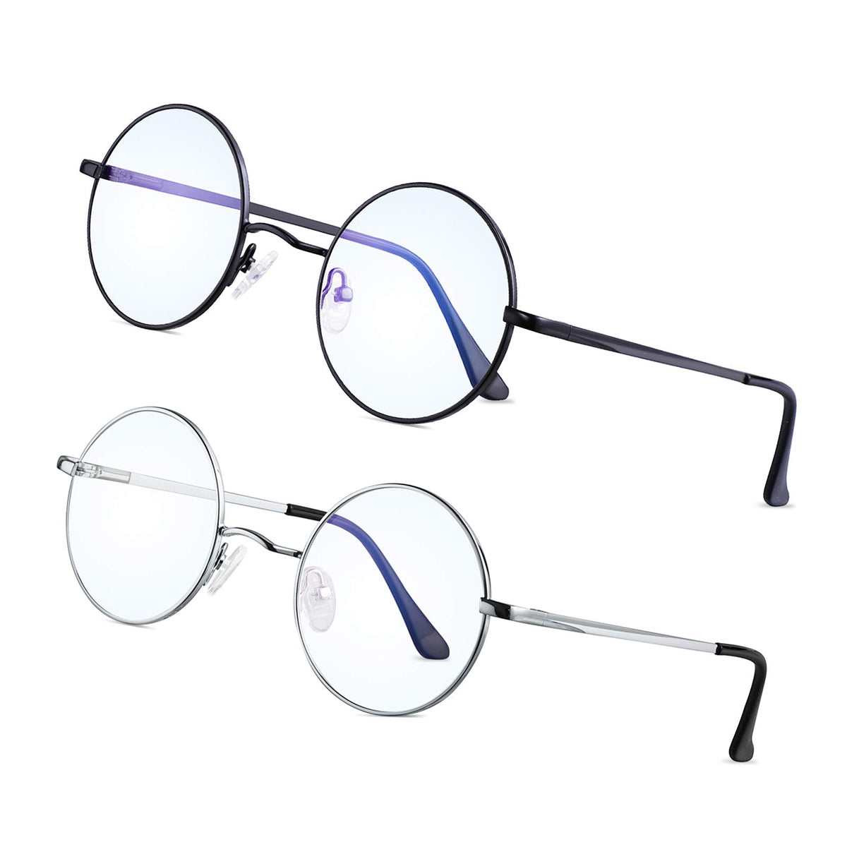 Brigtlaiff round blue light glasses front view protects eyes during daily screen use