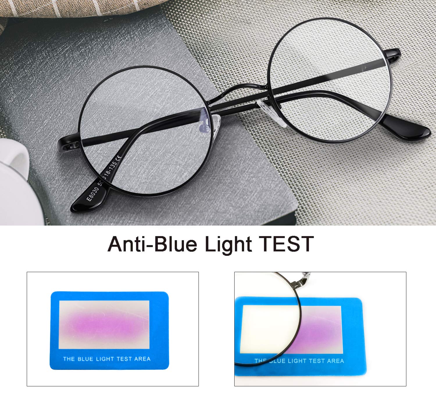 Brigtlaiff round blue light glasses on computer use reduce eye strain during work