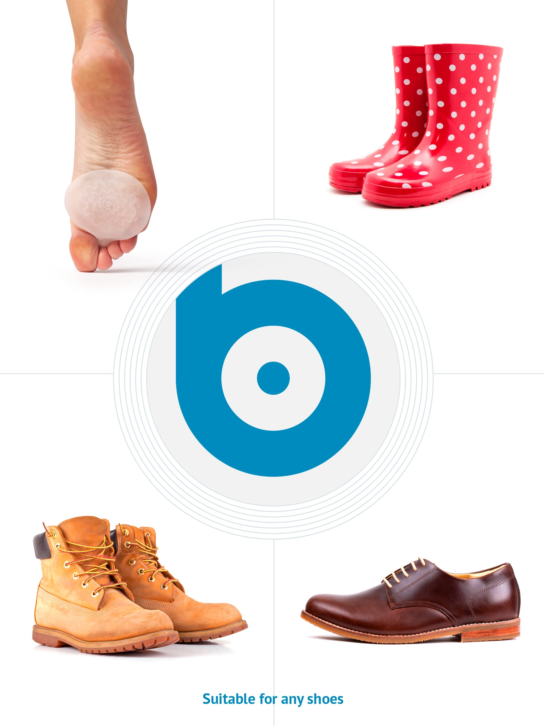 BRISON metatarsal pad features a non-slip surface inside shoes.