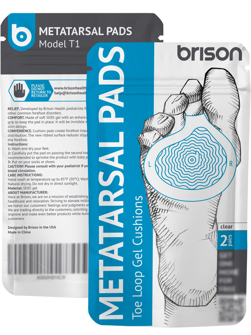 BRISON two-pack metatarsal pads offer versatile foot support.