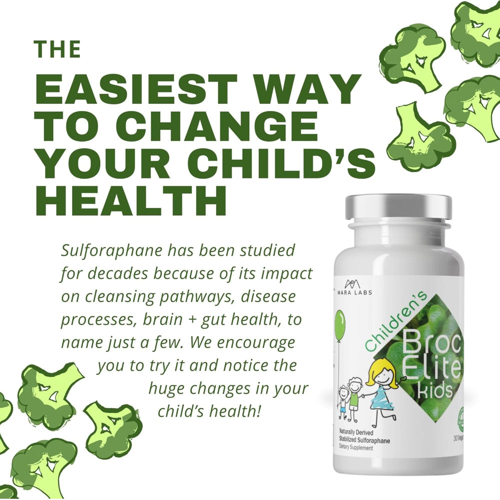 BrocElite Mara Labs Kids serving suggestion with capsules poured onto food for picky eaters.