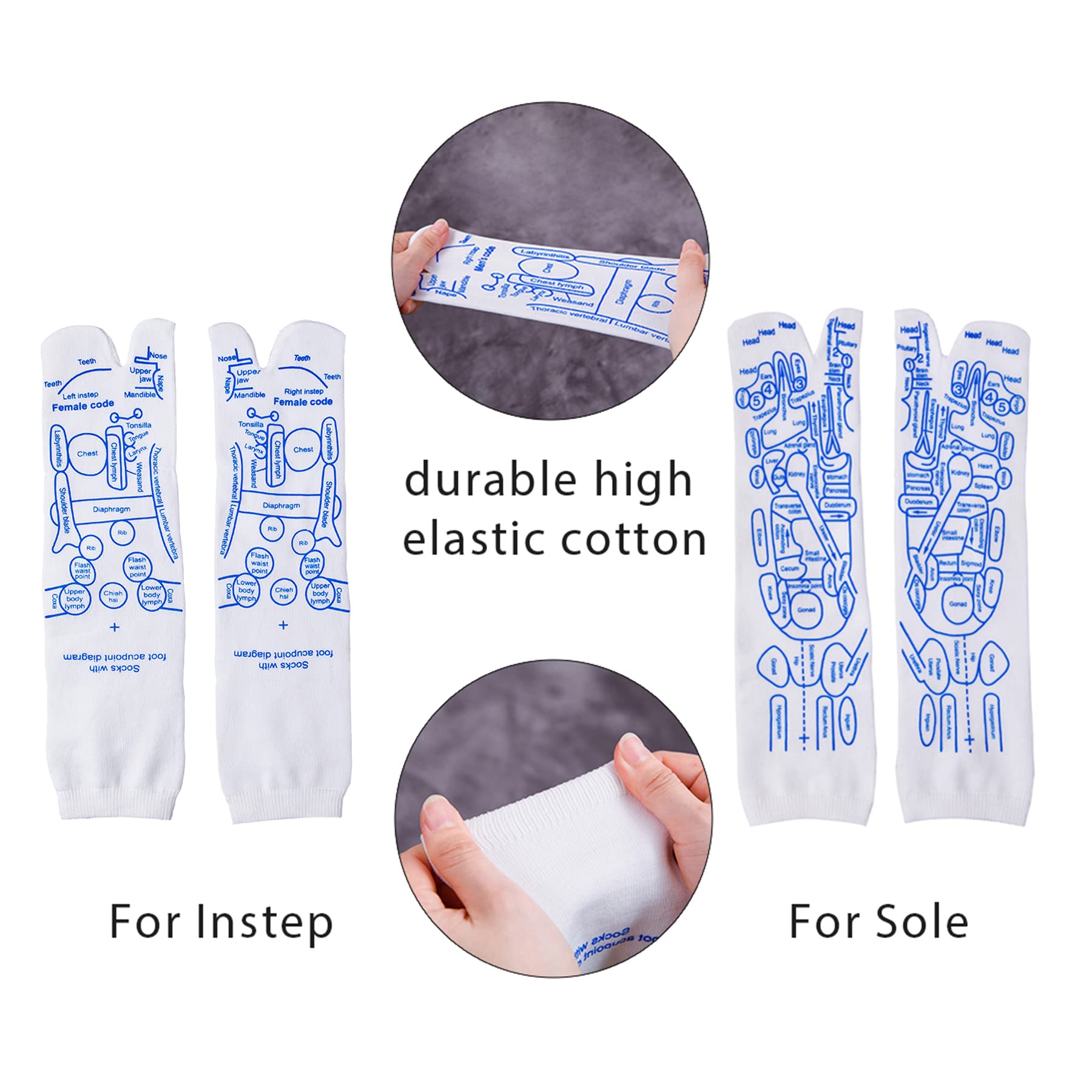 Broman reflexology socks with ankle chart for focused points