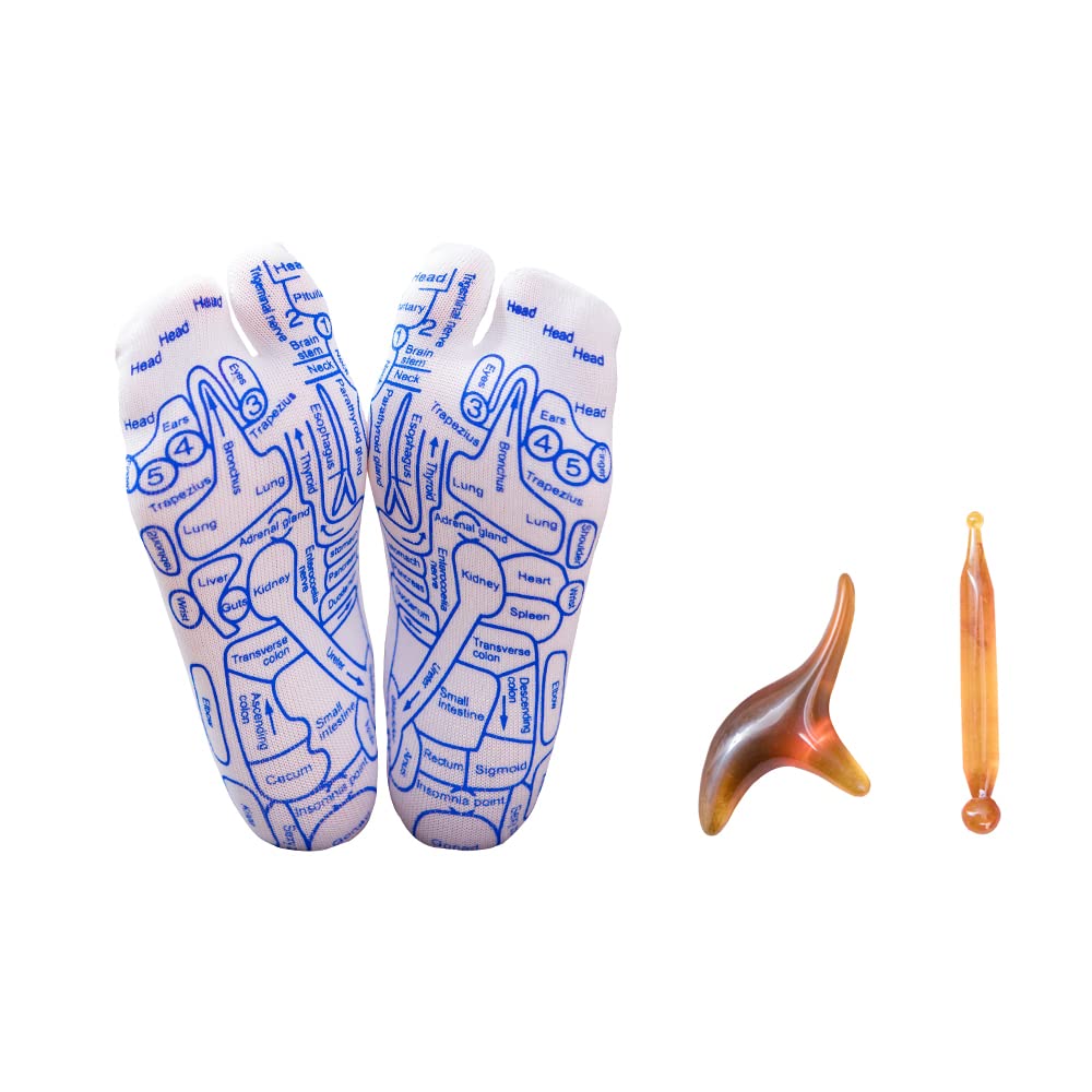 Broman reflexology socks with sole chart guiding targeted foot points