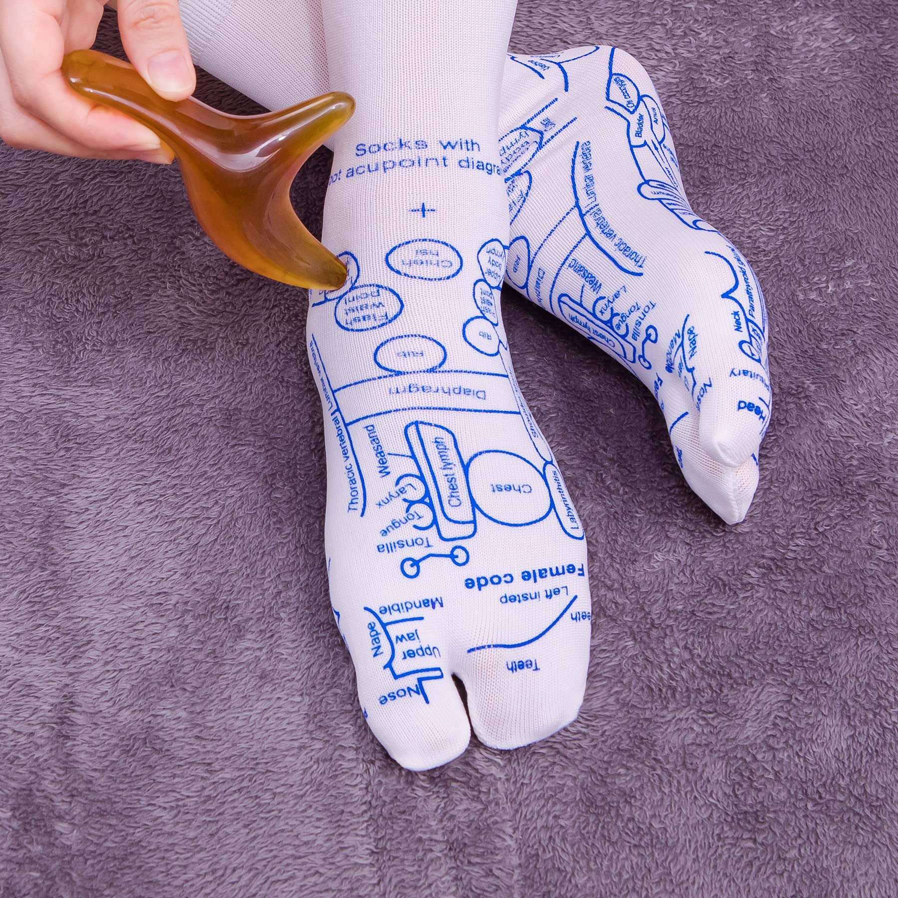Broman women's reflexology socks closeup shows breathable fabric