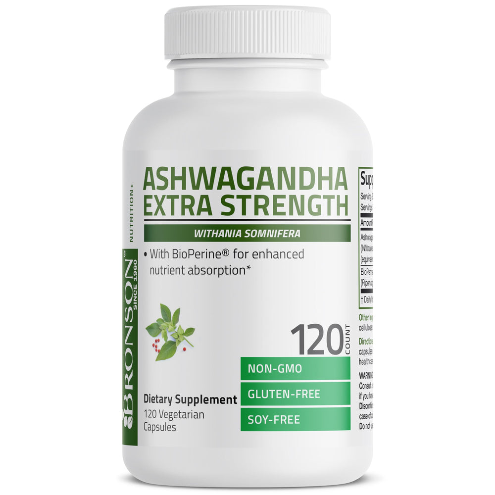 Bronson Ashwagandha bottle on table ready for routine use