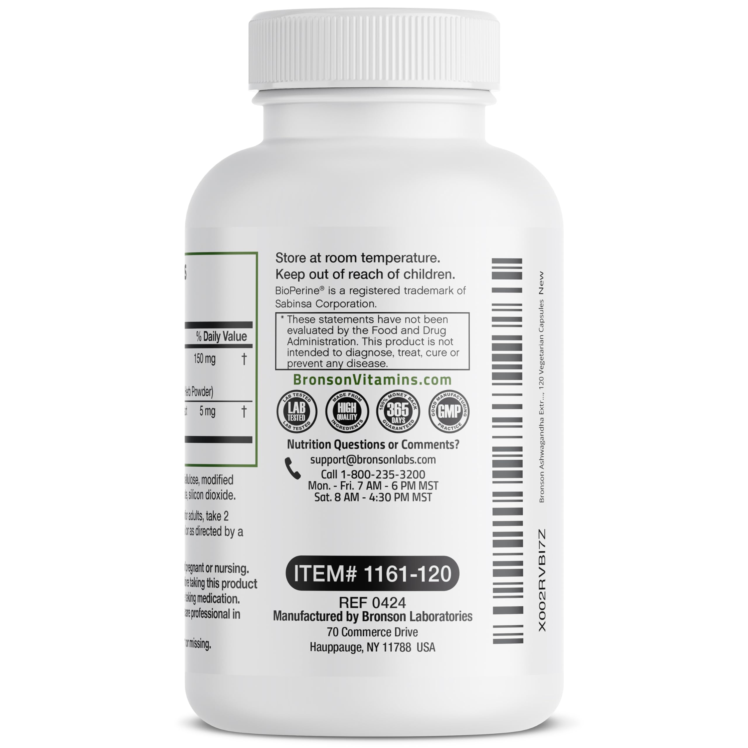 Bronson Ashwagandha non-GMO seal highlighting product purity