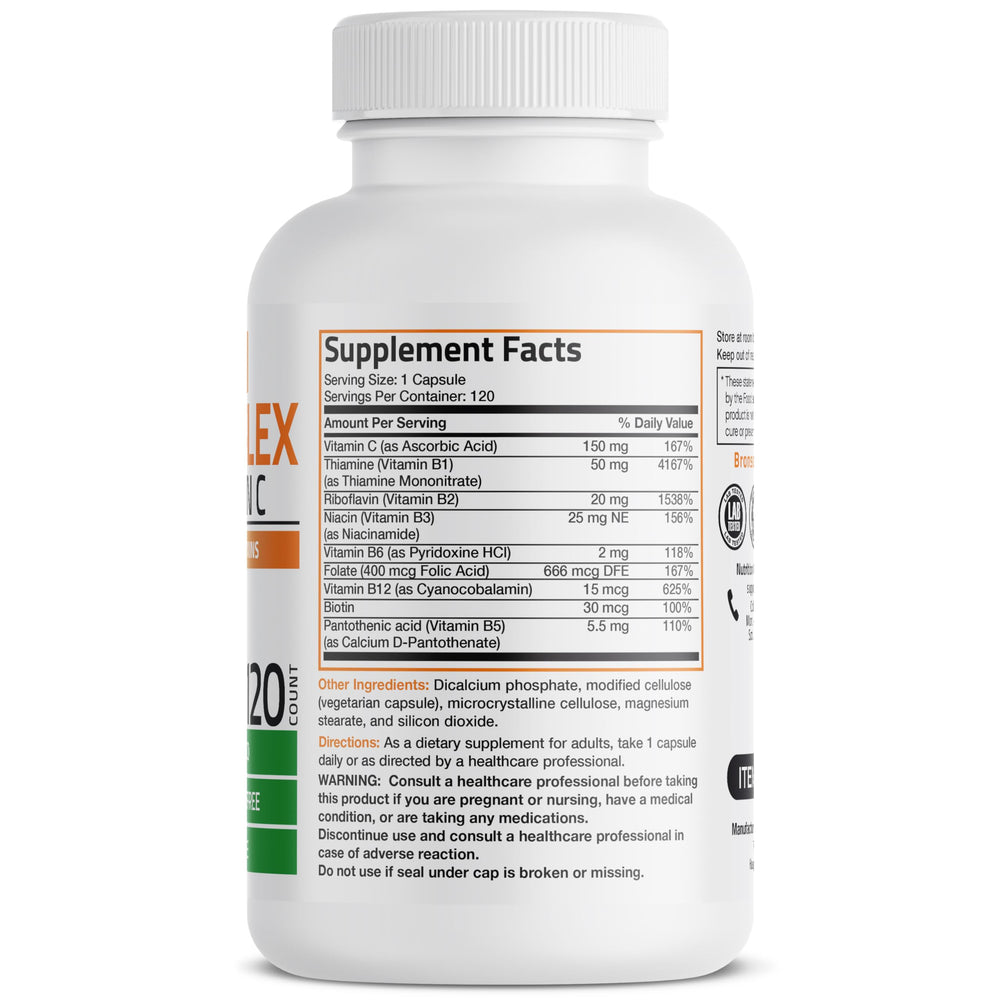 Bronson B-Complex label close-up shows B vitamins and vitamin C