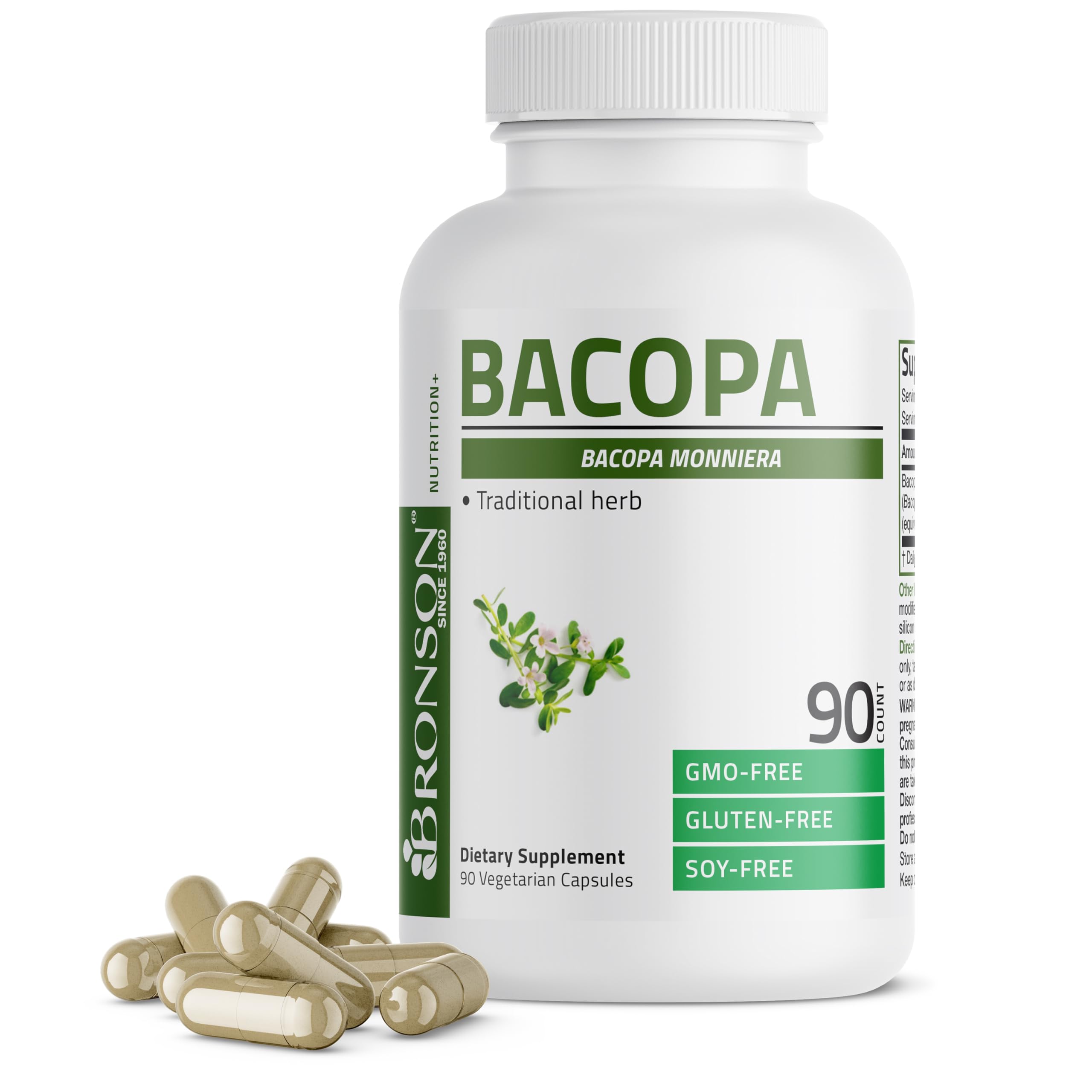 Bronson Bacopa bottle on a clean surface highlighting cognitive support.