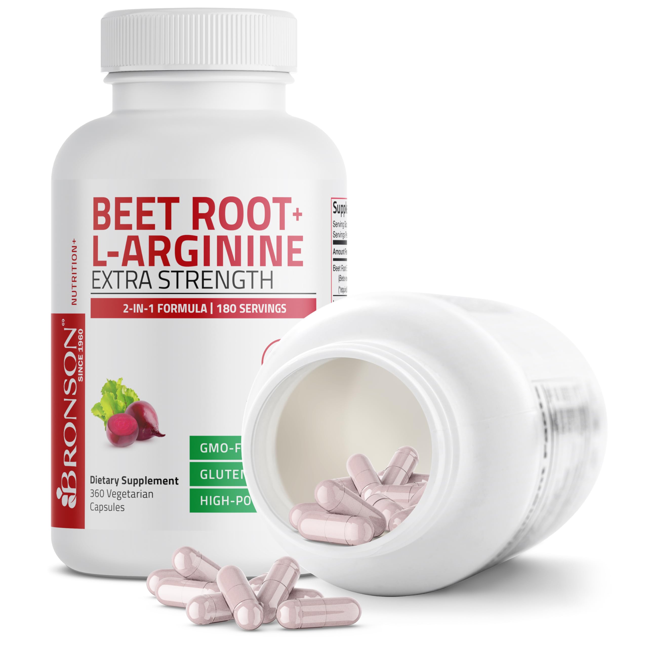 Bronson Beet Root L-Arginine capsules, vegan-friendly daily option