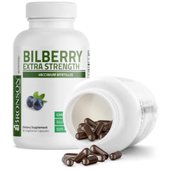 Bronson Bilberry Extra Strength nutrition label highlights non-GMO and gluten-free features