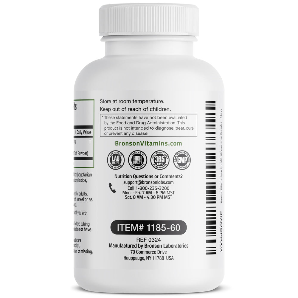 Bronson Bilberry Extra Strength packaging with cGMP quality seal