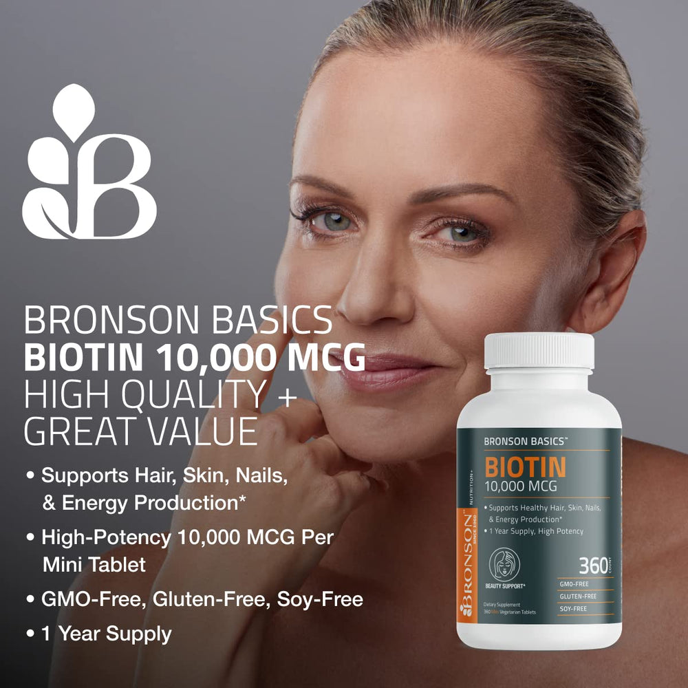 Bronson Biotin bottle highlights a one-year supply