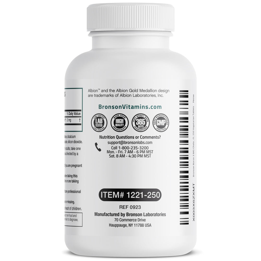 Bronson Boron bottle packaging on shelf offers convenient vegetarian tablets