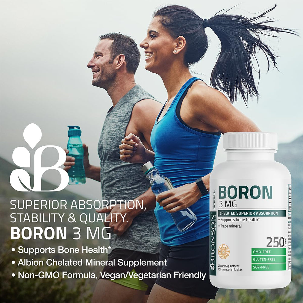 Bronson Boron supplement facts panel shows non-GMO gluten-free soy-free