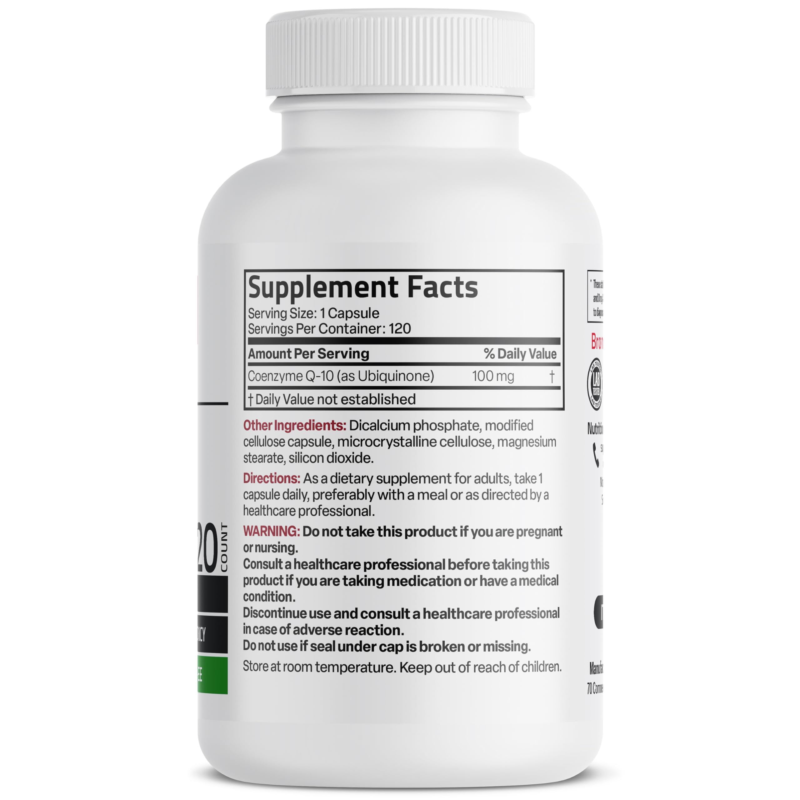Bronson CoQ10 vegetarian capsules, vegan-friendly supplement