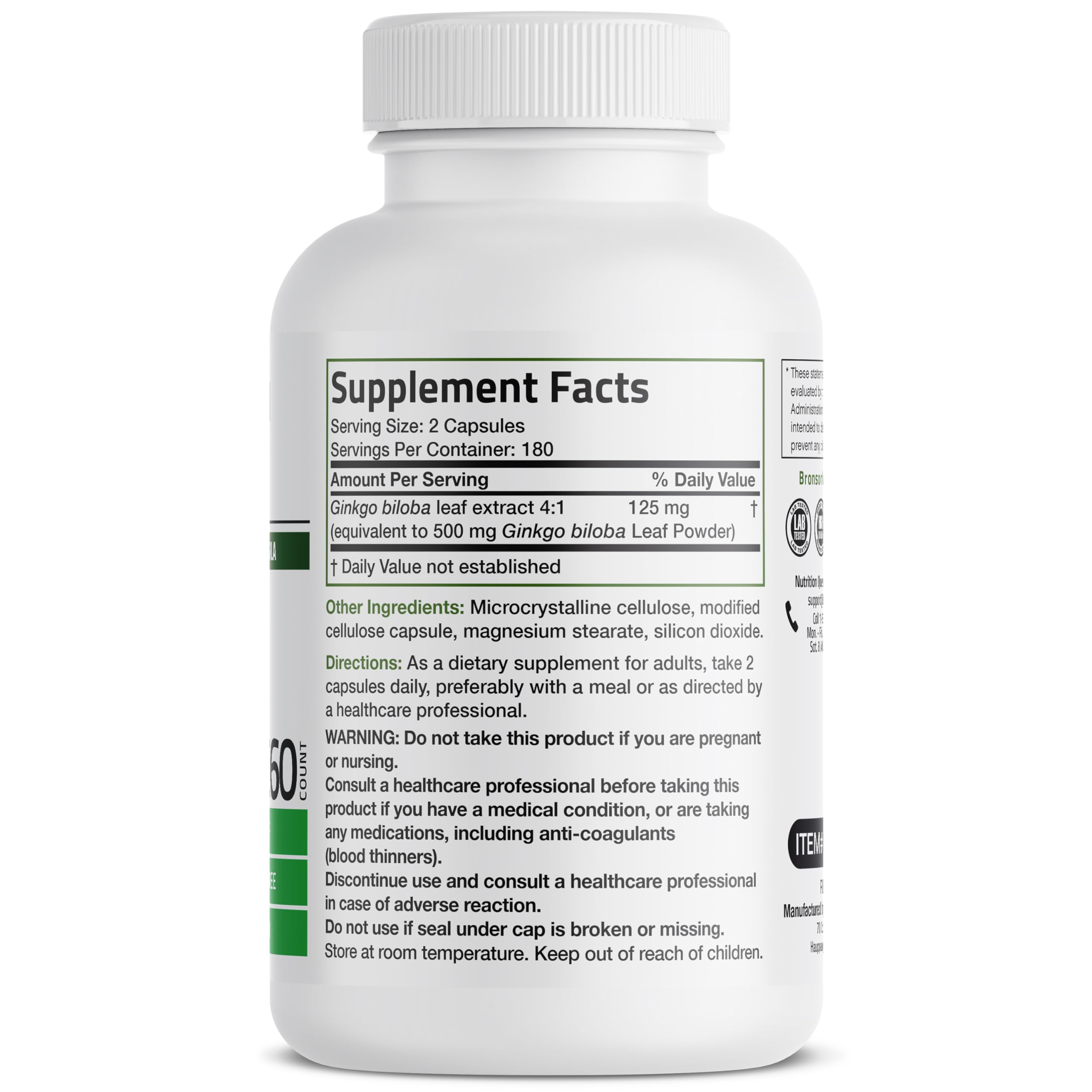 Bronson Ginkgo Biloba bottle on desk supports focus during work.