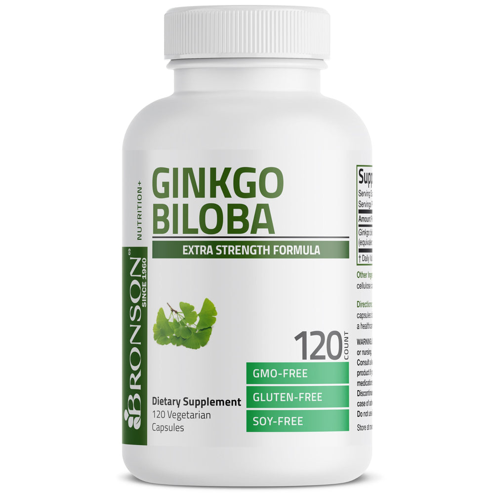 Bronson Ginkgo Biloba bottle on white background ready for storage and daily use.