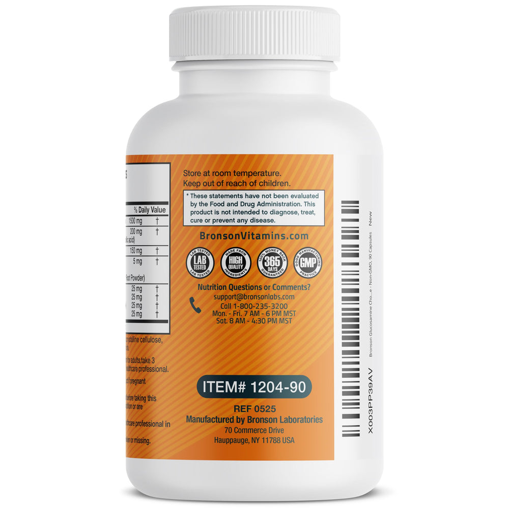Bronson Glucosamine Chondroitin Turmeric MSM Advanced bottle in-use measure, simple daily routine