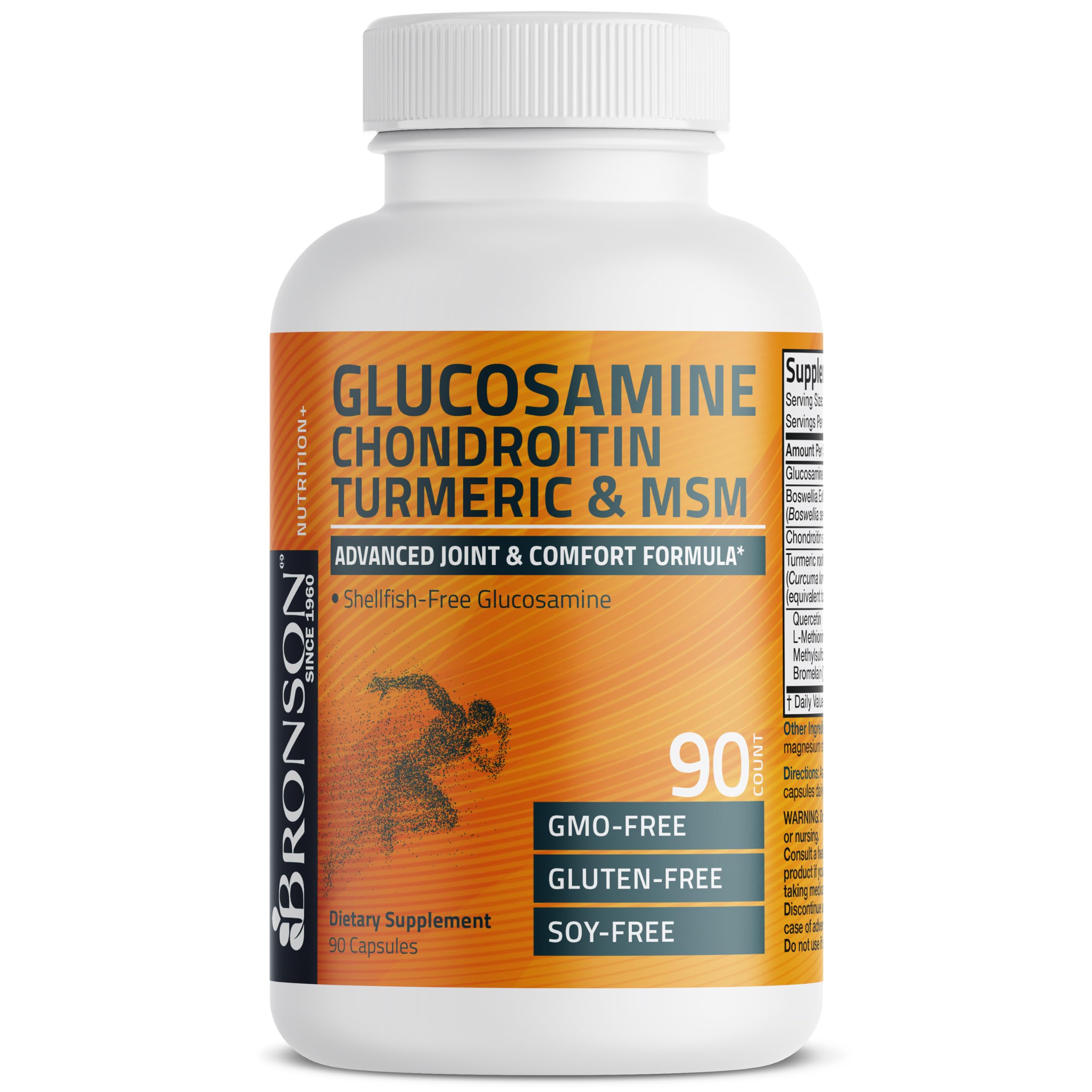 Bronson Glucosamine Chondroitin Turmeric MSM Advanced packaging box, premium joint health formula