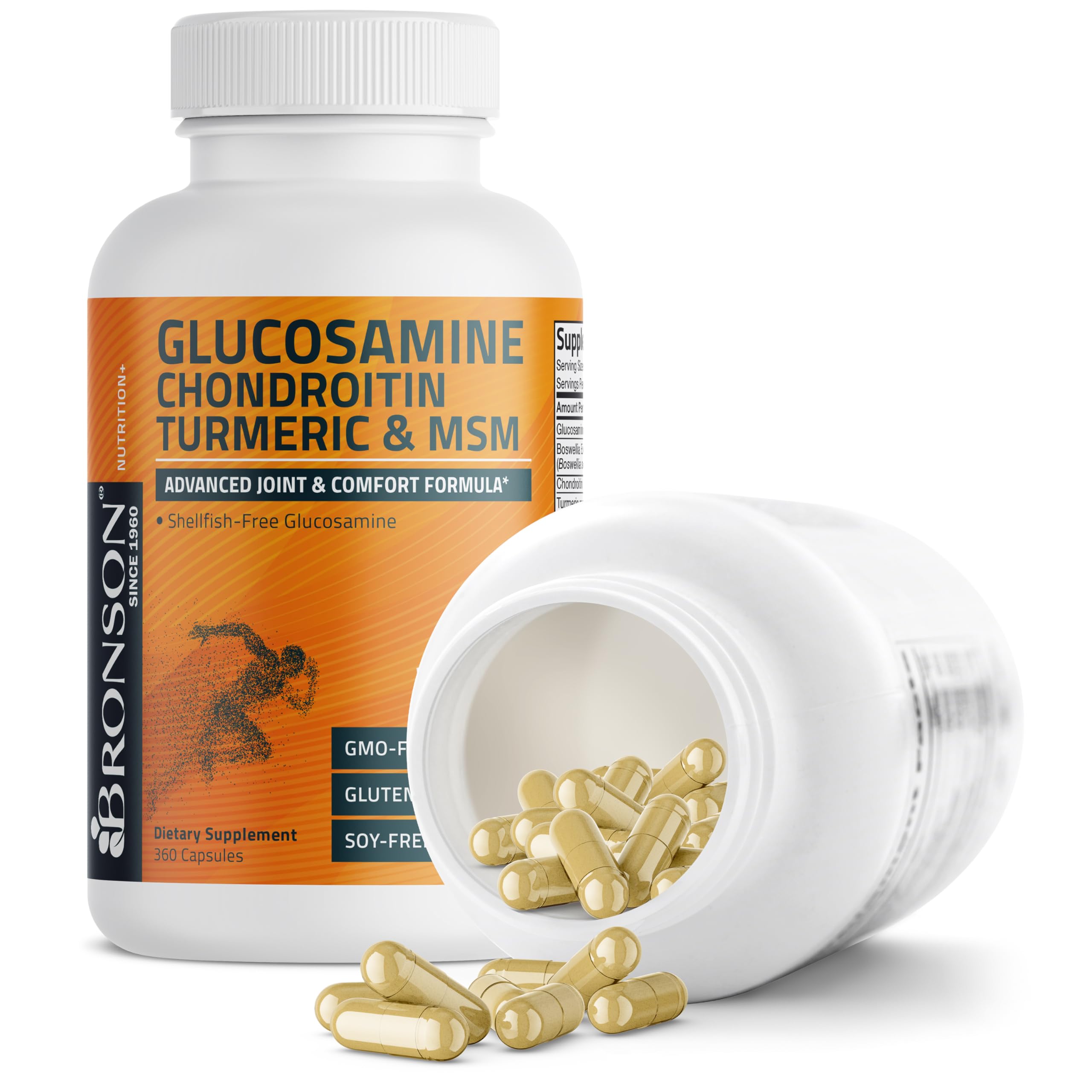 Bronson glucosamine chondroitin turmeric msm ingredients panel.