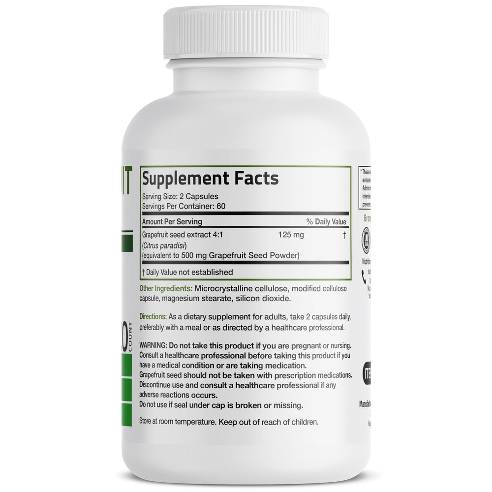 Bronson Grapefruit Seed Extract capsules are vegan and non-GMO.