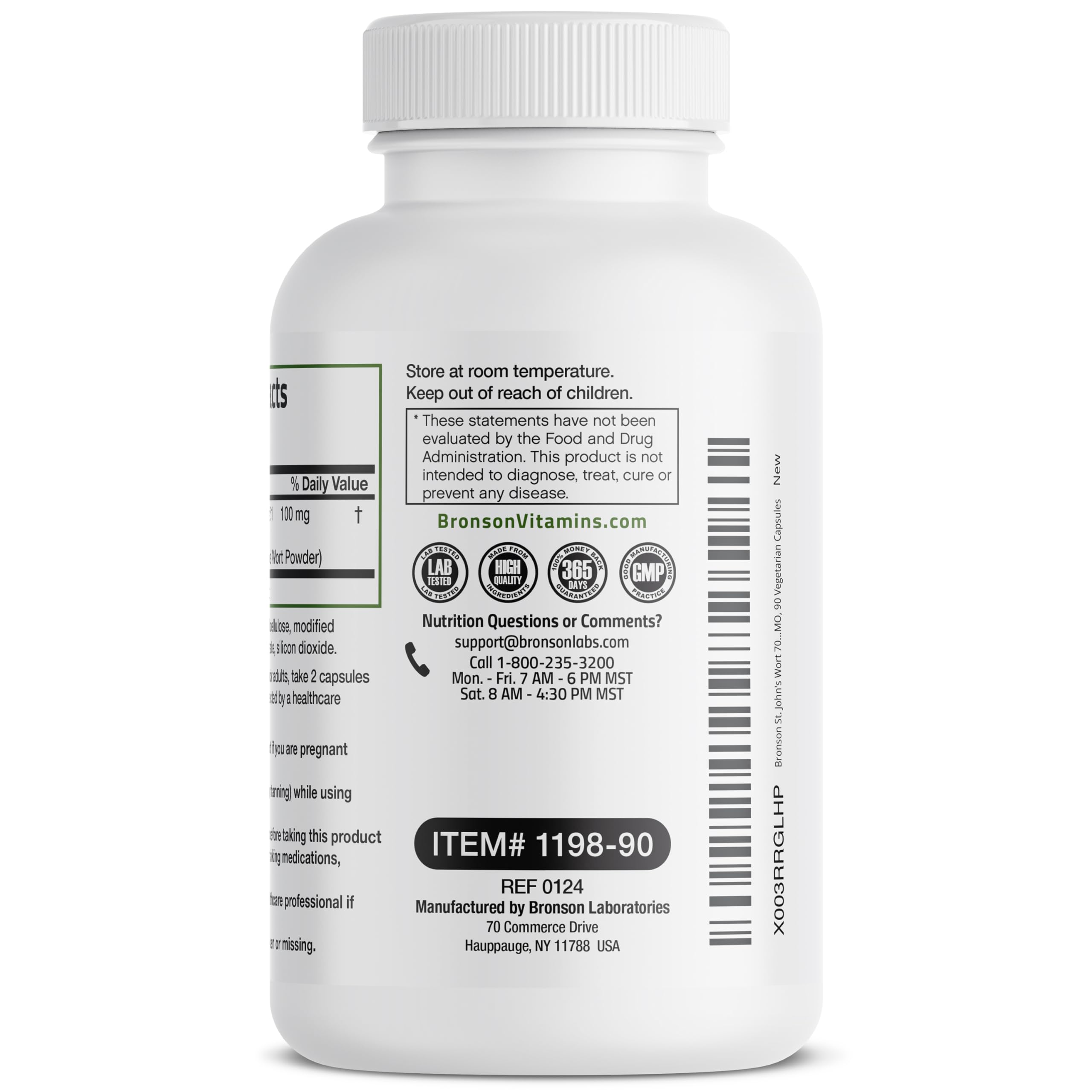 Detalle de Hypericum perforatum y componentes activos en el producto.