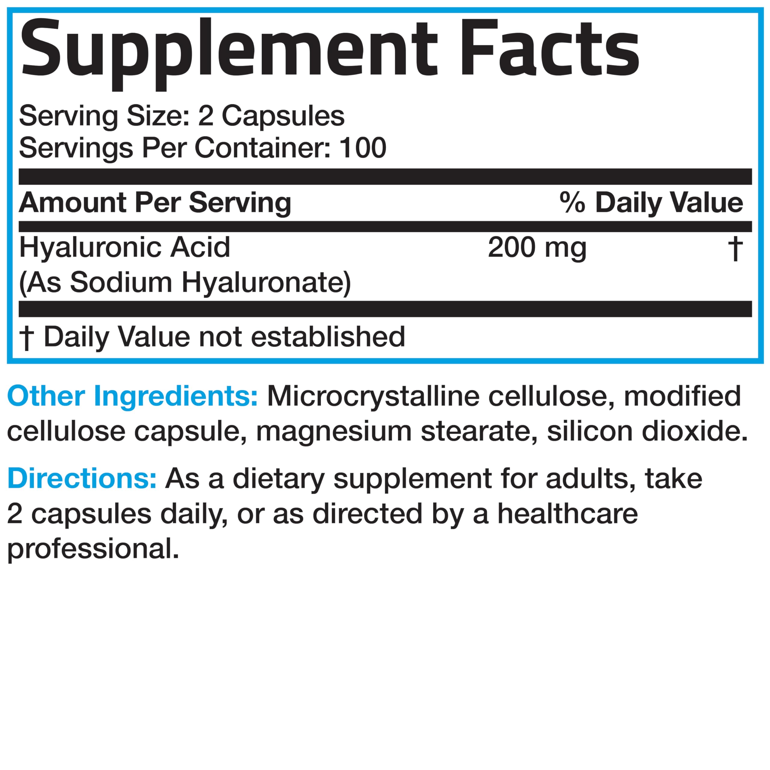 Bronson Hyaluronic Acid packaging front showcases value and easy supplementation