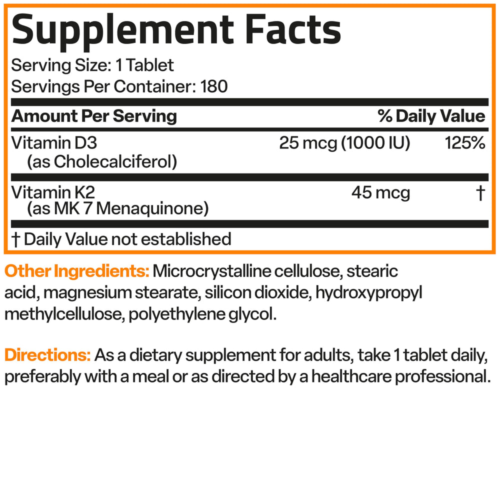 Bronson K2 D3 Minis: uso diario sencillo y compatible con dietas sin gluten.