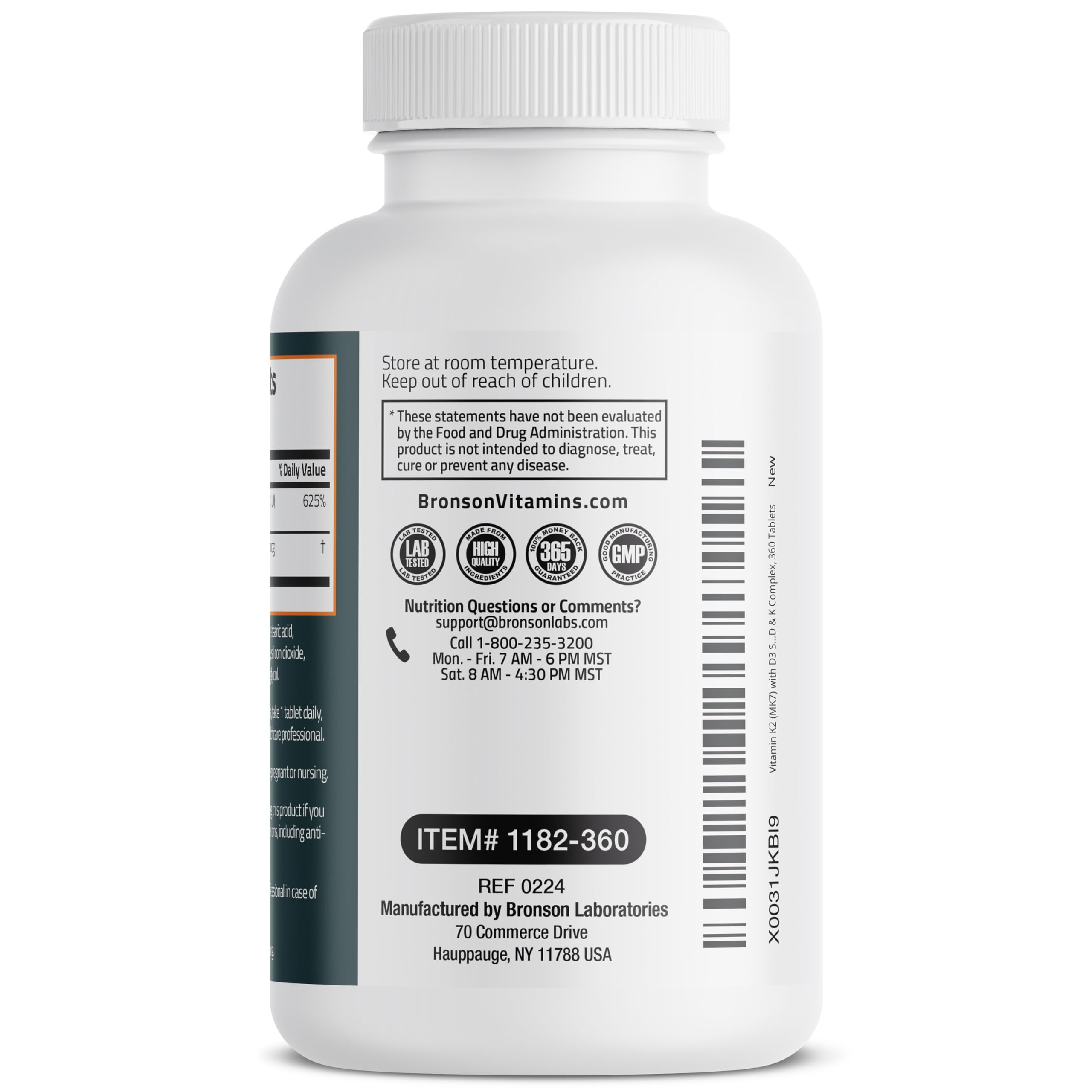 Bronson New York facility manufacturing high-quality K2 D3 MK-7 supplements