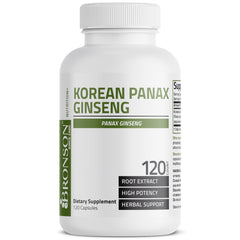 Bronson Korean Panax Ginseng label details highlighting quality and heritage