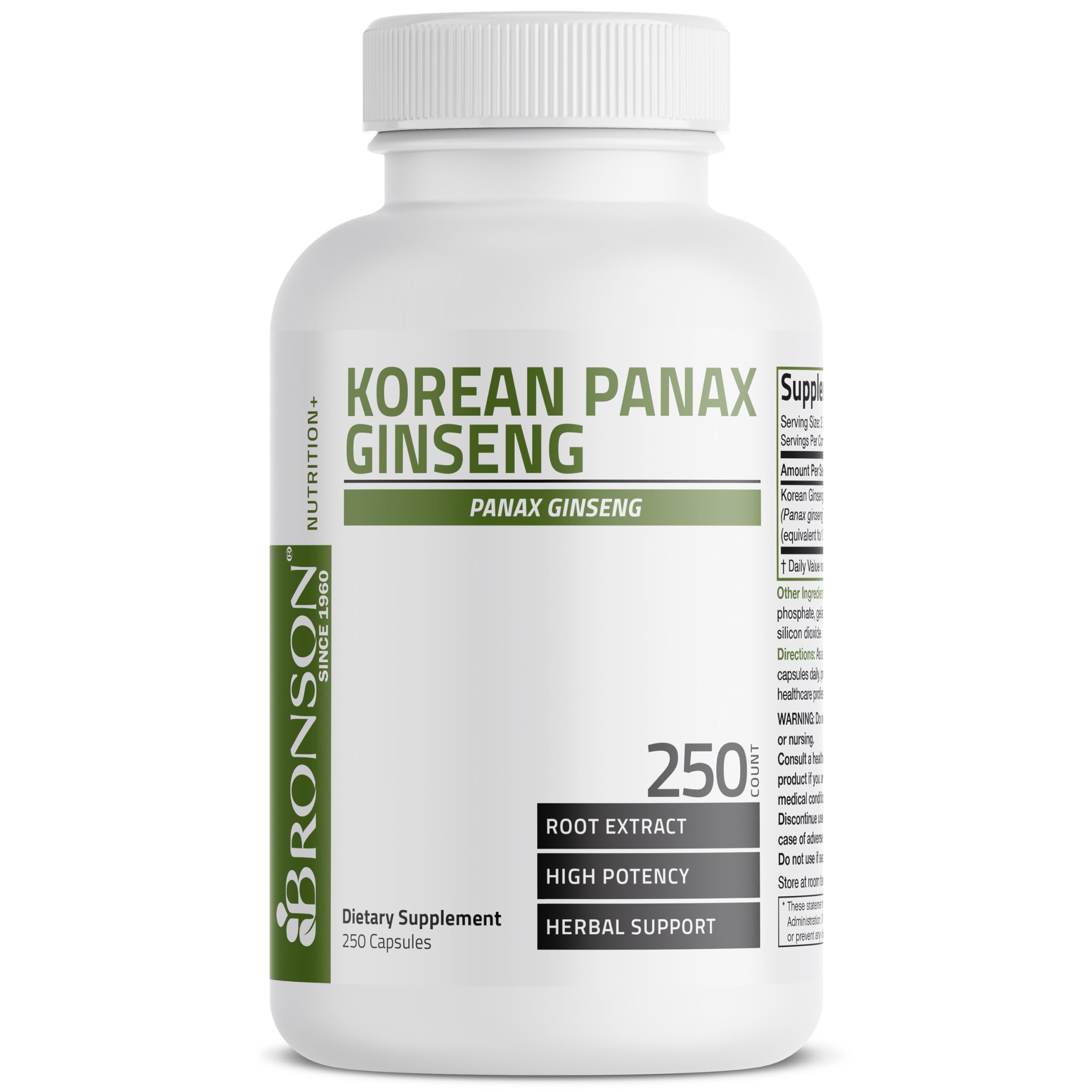 Bronson Korean Panax Ginseng label and packaging for trusted wellness.