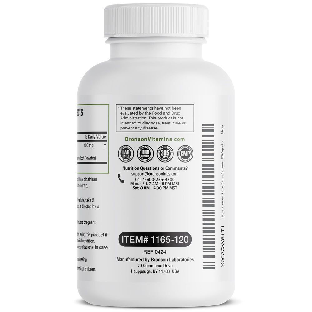 Bronson Korean Panax Ginseng pills pack ready for focus and energy