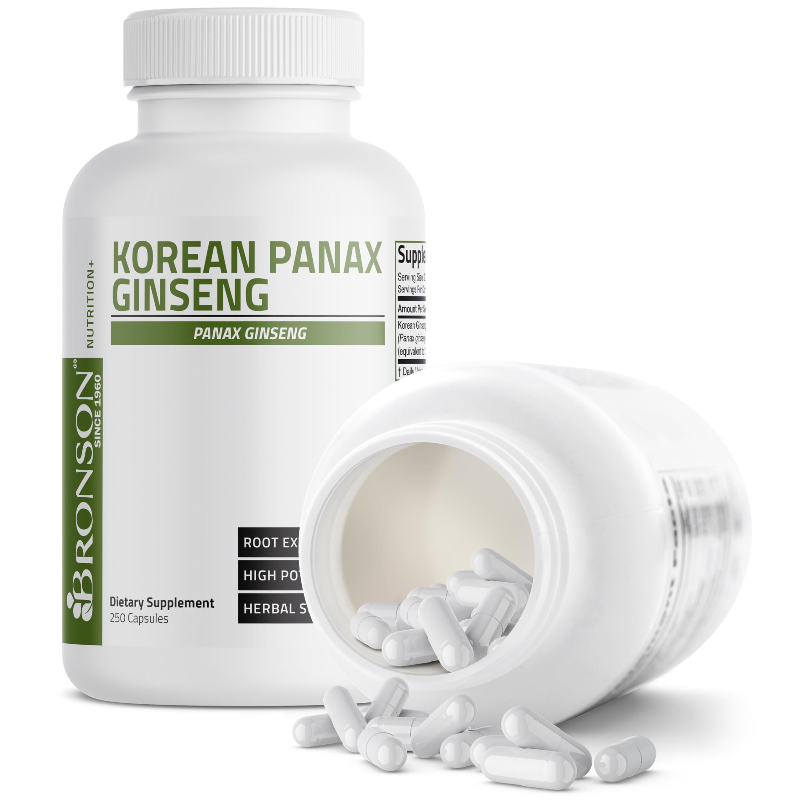 Bronson Korean Panax Ginseng serving size image for daily use guidance.