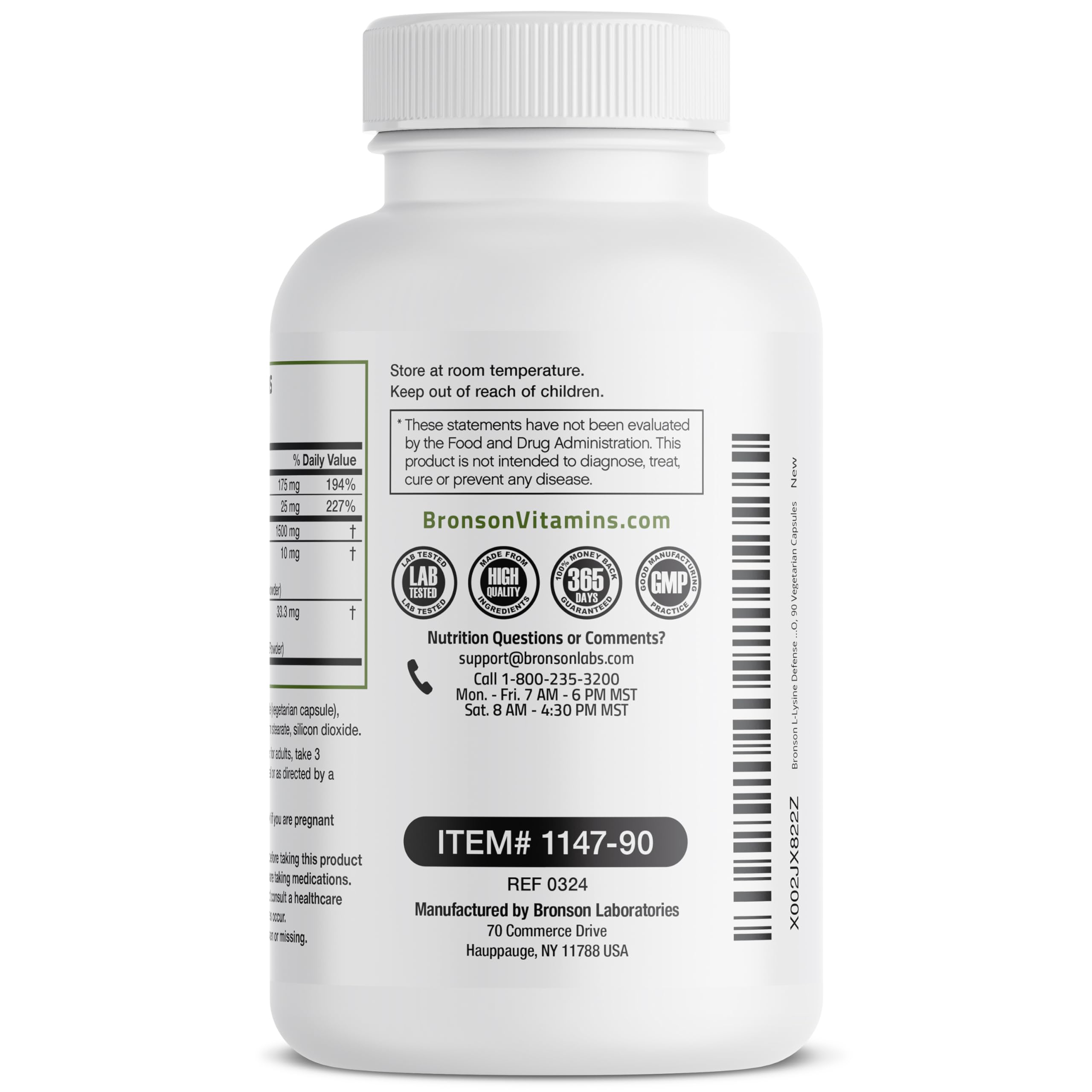 Bronson L-Lysine Defense product shot conveys premium quality.