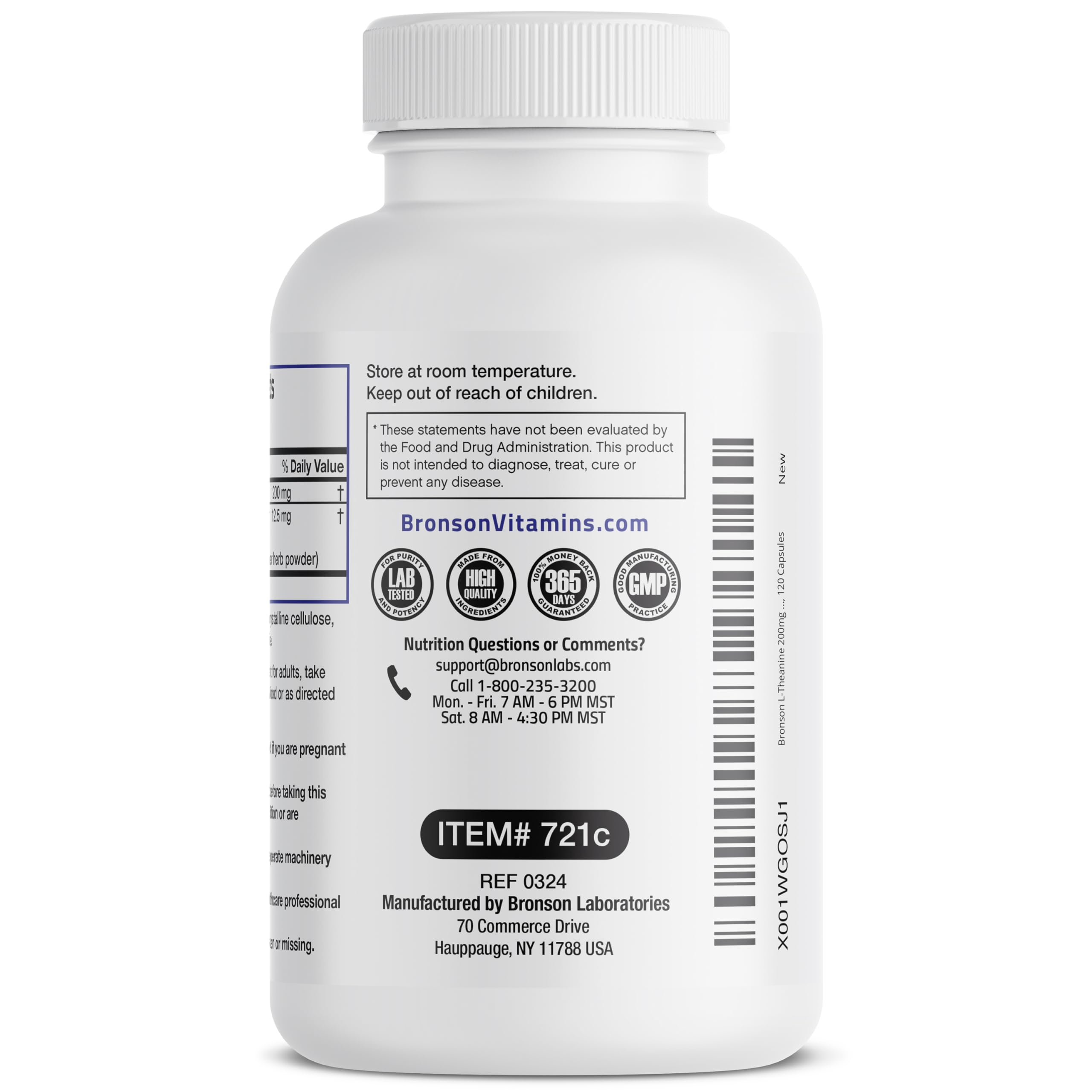 Bronson L-Theanine capsules close-up shows smooth texture