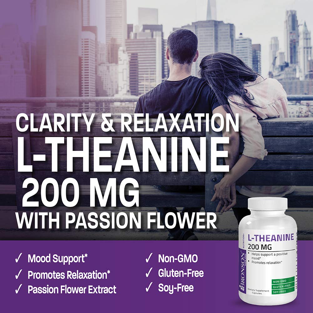 Bronson L-Theanine bottle with passion flower for natural calm