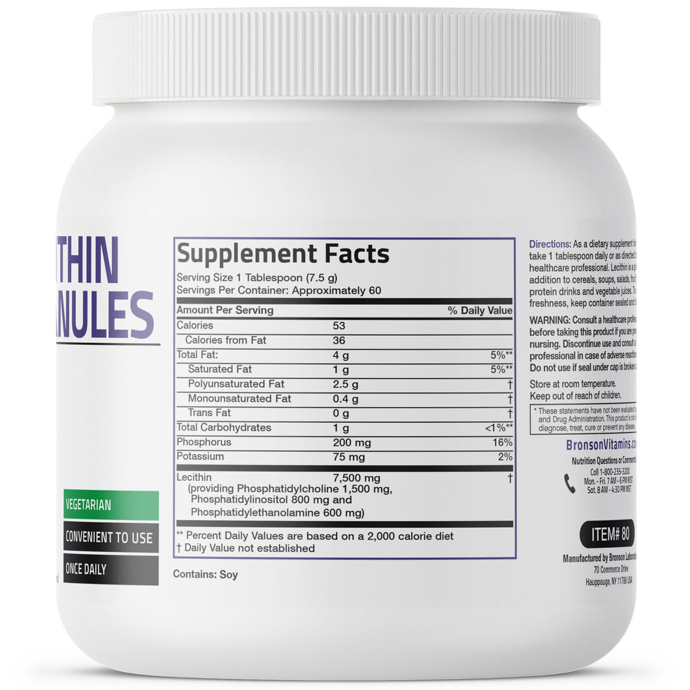 Bronson Lecithin Granules powder measuring scoop for easy dosage.