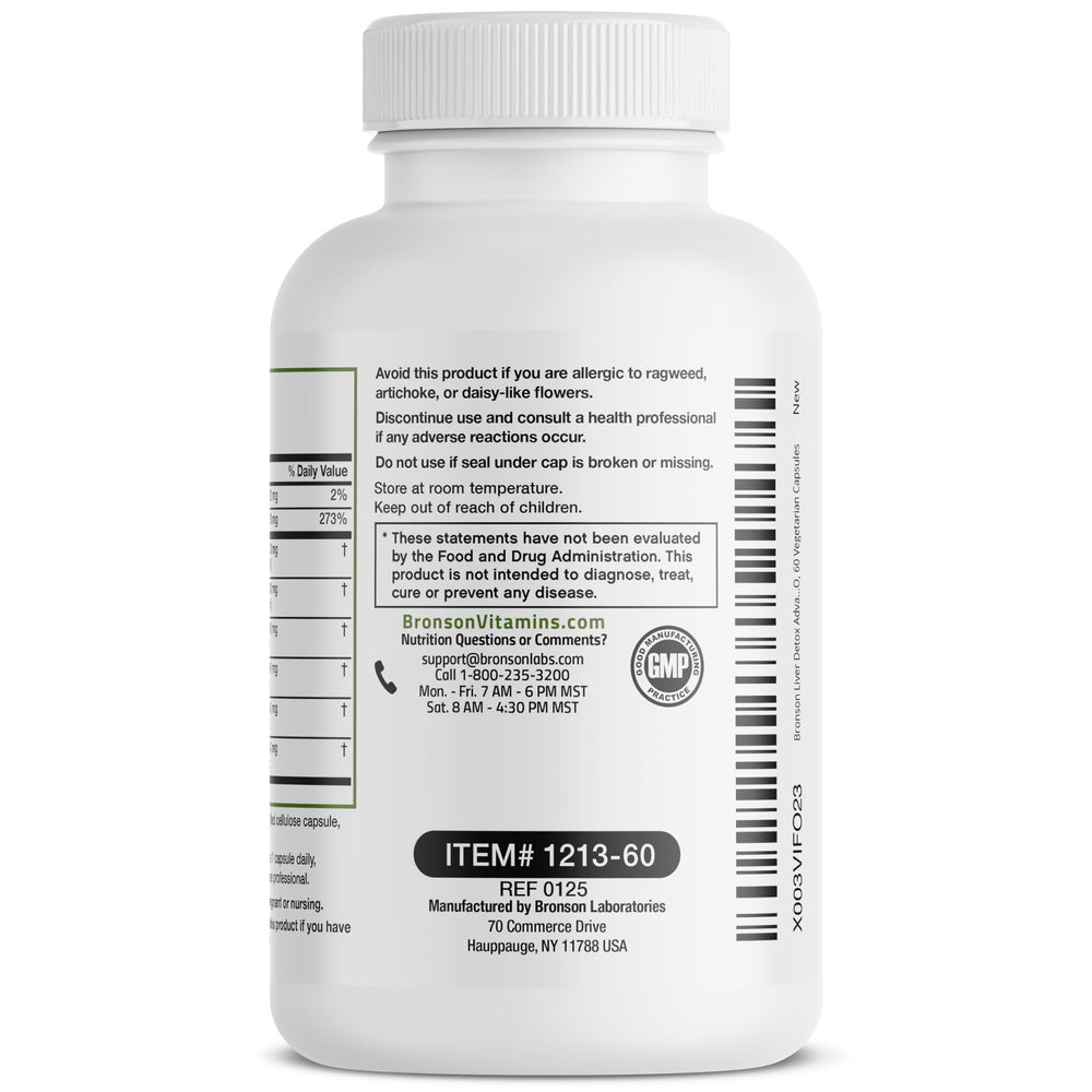 Bronson Liver Detox packaging with cGMP stamp indicating quality