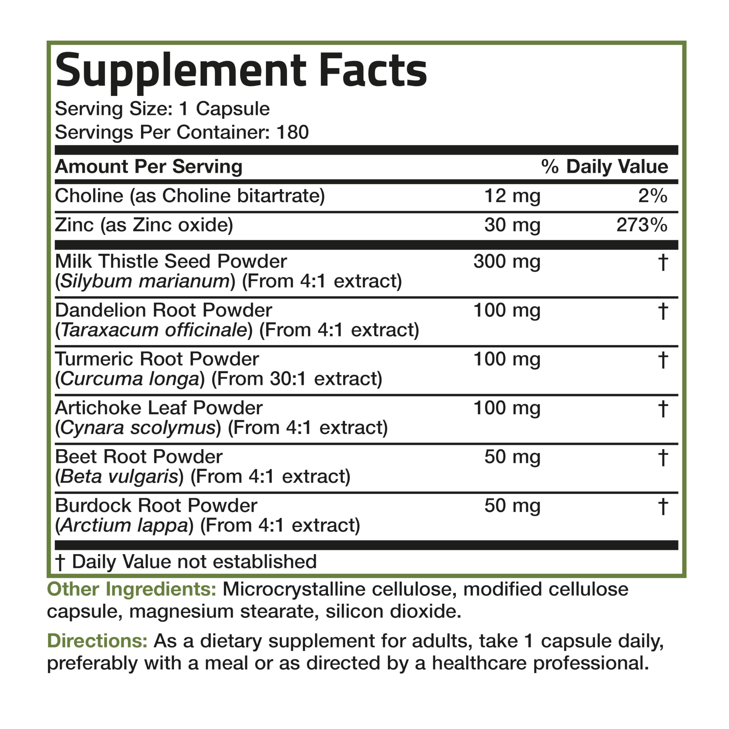Bronson Liver Detox label detail showing non-GMO and vegan icons.