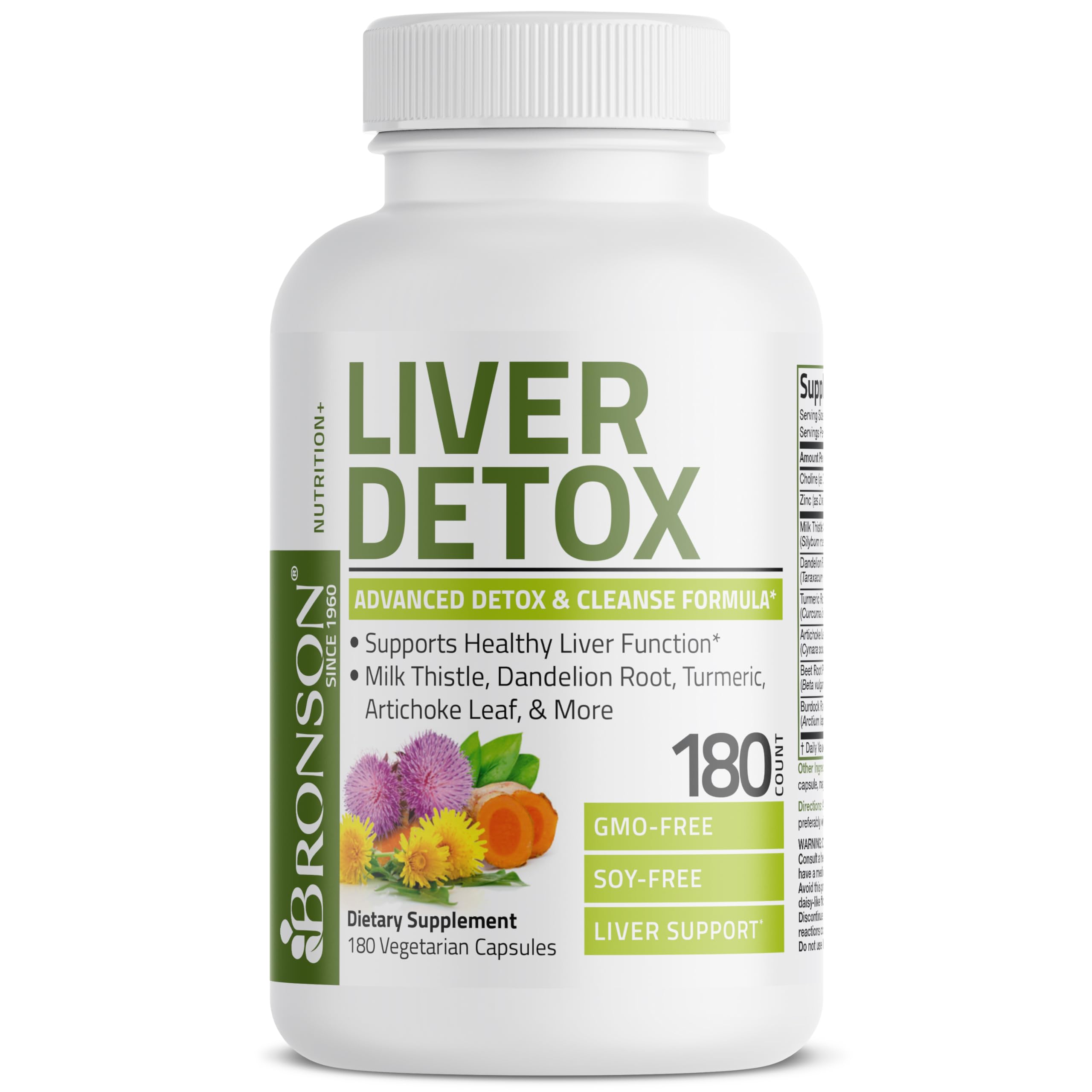 Bronson Liver Detox packaging on kitchen counter with beetroot accent.
