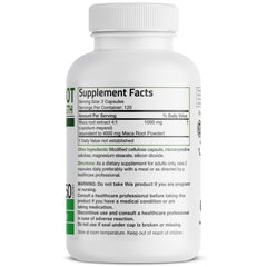Bronson Maca Root Extra Lepidium Meyenii label highlighting gluten-free and soy-free ingredients for health
