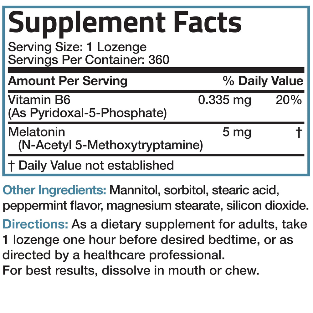 Bronson melatonin peppermint lozenges bottle on nightstand for easy access at night