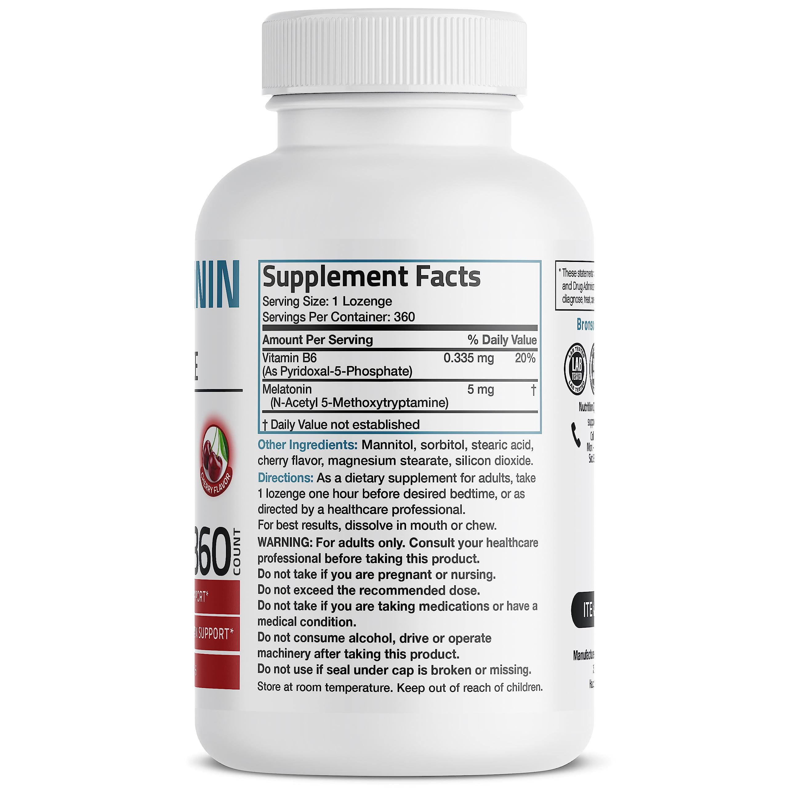 Close-up of Bronson melatonin cherry tablets dissolving quickly for smoother sleep onset